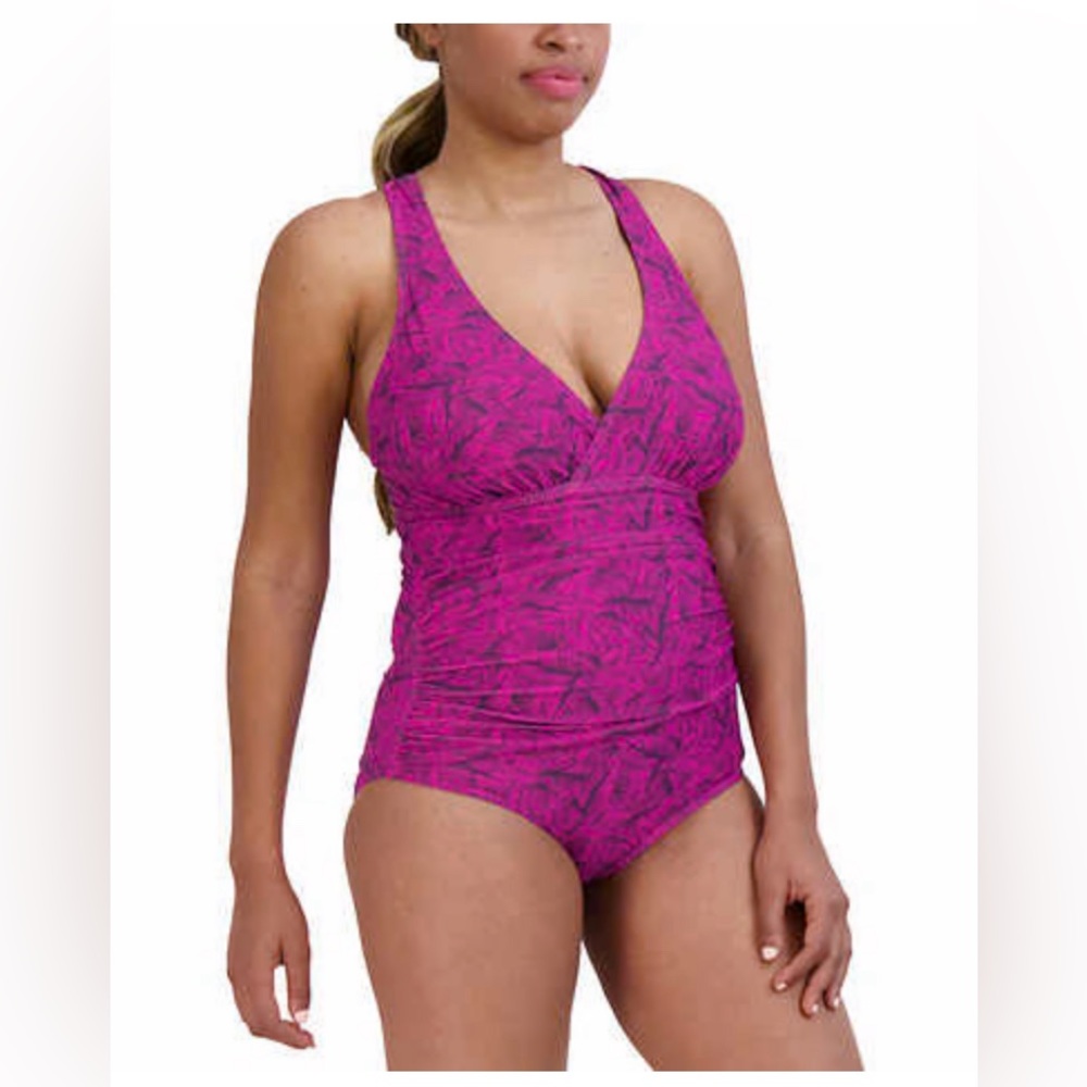 Eddie Bauer Ladies Ruched Shaping One Piece Swim